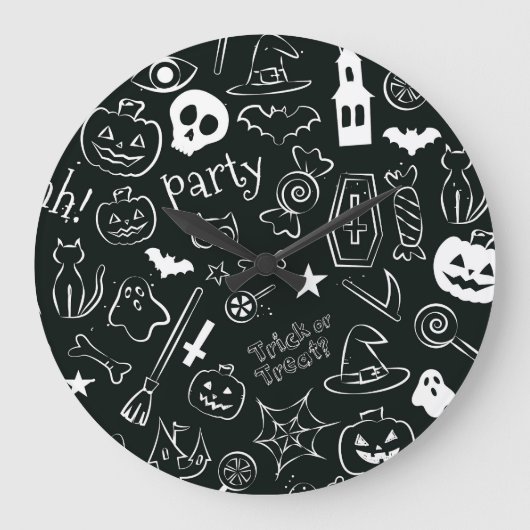 Halloween Muster 1 Große Wanduhr (Vorderseite)