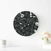 Halloween Muster 1 Große Wanduhr (Zuhause)