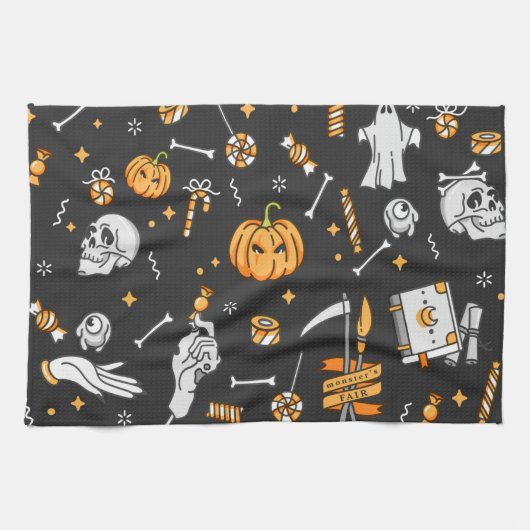Halloween-Muster 2 Geschirrtuch (Horizontal)