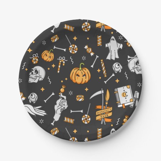 Halloween Muster 2 Pappteller (Vorderseite)