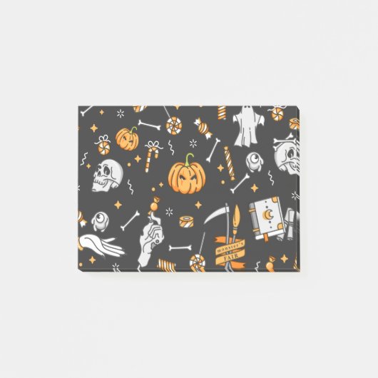 Halloween Muster 2 Post-it Klebezettel (Vorderseite)