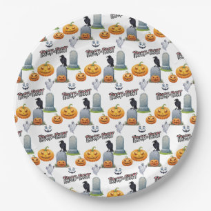 Halloween-Muster auf Papptellern Pappteller