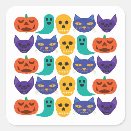 Halloween-Muster-Aufkleber Quadratischer Aufkleber (Vorderseite)