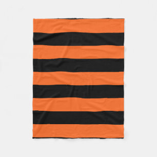 Halloween-Muster aus Orange und Schwarz Streifen Fleecedecke