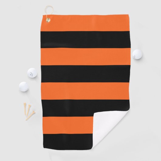 Halloween-Muster aus Orange und Schwarz Streifen Golfhandtuch (Insitu)