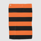 Halloween-Muster aus Orange und Schwarz Streifen Golfhandtuch (Vorderseite)