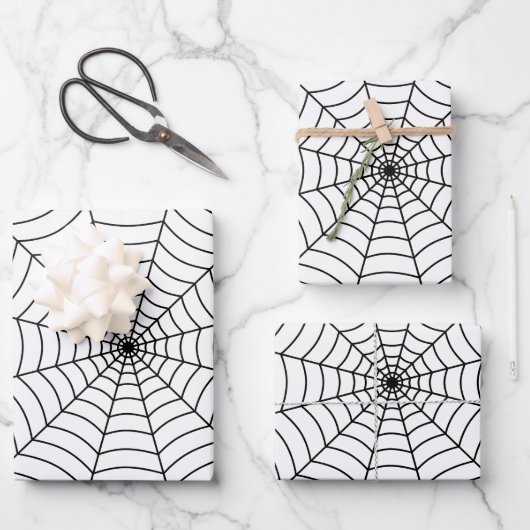 Halloween-Muster aus Schwarz und Weiß Geschenkpapier Set (Vorderseite)