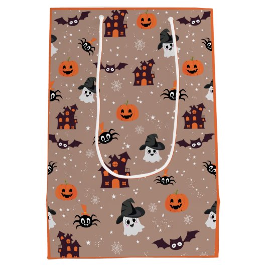 Halloween-Muster blass Mittlere Geschenktüte (Rückseite)
