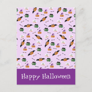 Halloween-Muster Danke Kürbisse Lila Postkarte