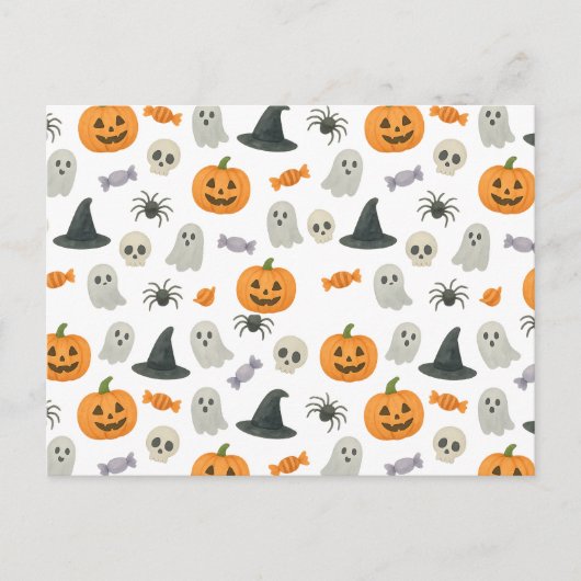 Halloween-Muster Feiertagspostkarte (Vorderseite)