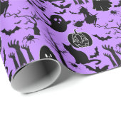 Halloween-Muster. Geruchlich und niedlich.b L Lila Geschenkpapier (Rolleneckpunkt)