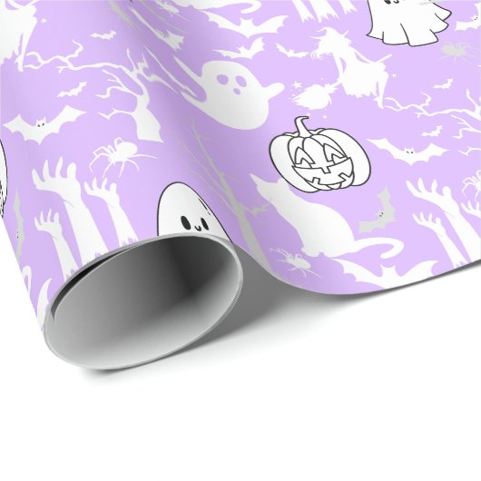 Halloween-Muster. Geruchlich und niedlich.b L Lila Geschenkpapier (Rolleneckpunkt)