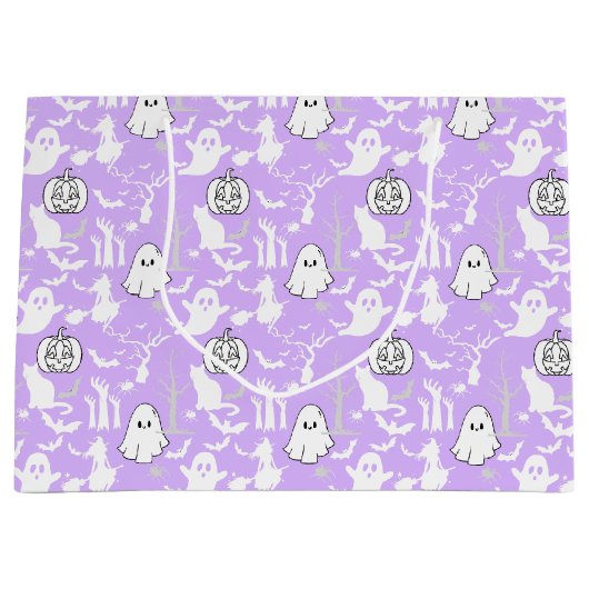 Halloween-Muster. Geruchlich und niedlich.b L Lila Große Geschenktüte (Vorderseite)