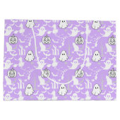 Halloween-Muster. Geruchlich und niedlich.b L Lila Große Geschenktüte (Rückseite)