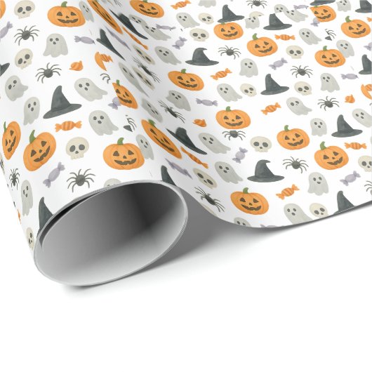 Halloween-Muster Geschenkpapier (Rolleneckpunkt)