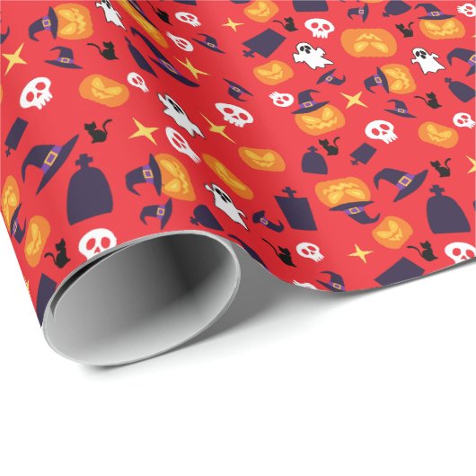 Halloween-Muster Geschenkpapier (Rolleneckpunkt)