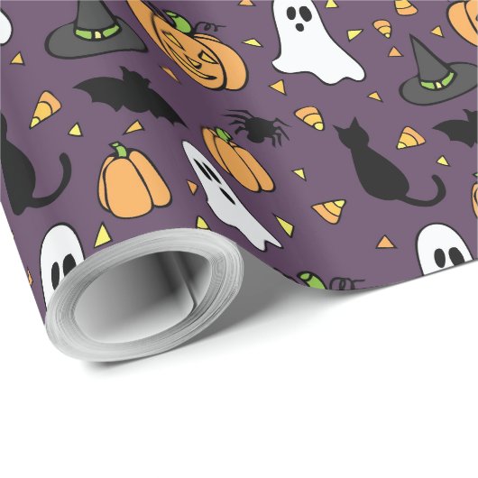 Halloween-Muster Geschenkpapier (Rolleneckpunkt)