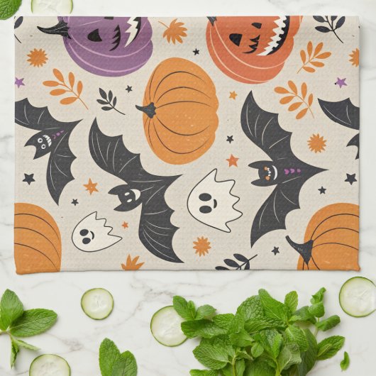 Halloween-Muster Geschirrtuch (Gefaltet)