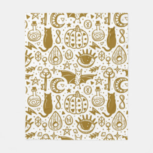 Halloween-Muster. Goldene Tinte Fleecedecke