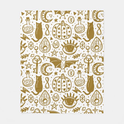 Halloween-Muster. Goldene Tinte Fleecedecke (Vorderseite)