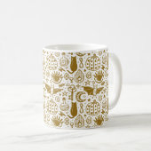Halloween-Muster. Goldene Tinte Kaffeetasse (VorderseiteRechts)