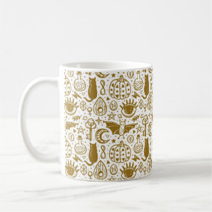 Halloween-Muster. Goldene Tinte Kaffeetasse