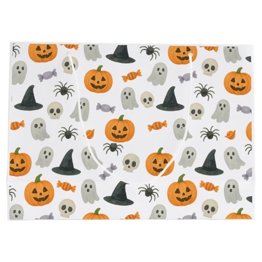 Halloween-Muster Große Geschenktüte (Rückseite)