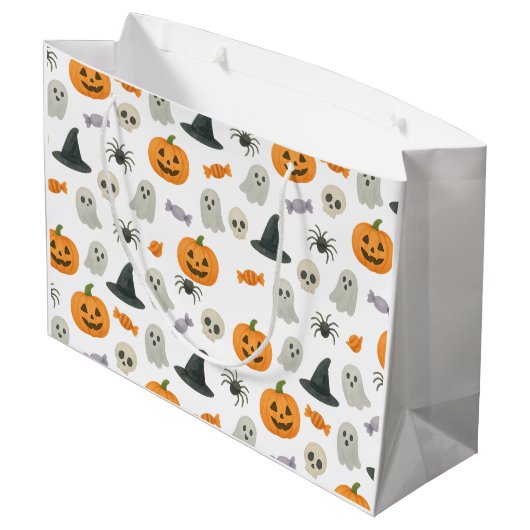 Halloween-Muster Große Geschenktüte (Rückseite Schrägansicht)