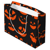 Halloween-Muster Große Geschenktüte (Rückseite Schrägansicht)
