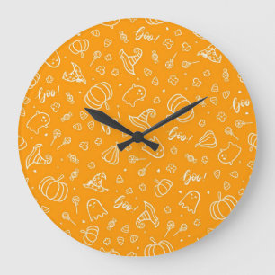 Halloween-Muster Große Wanduhr