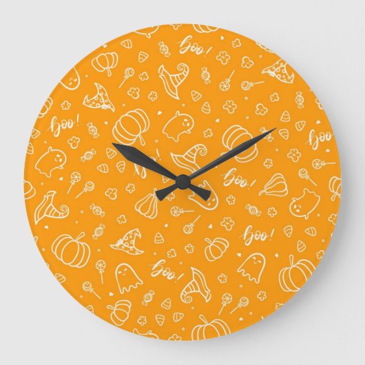 Halloween-Muster Große Wanduhr (Vorderseite)