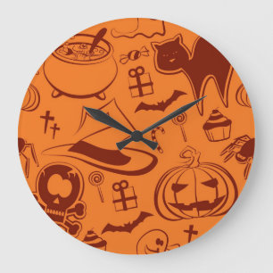 Halloween-Muster Große Wanduhr