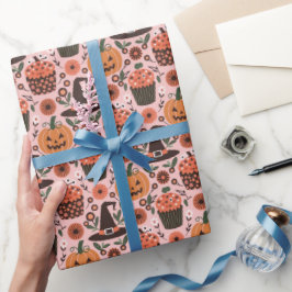Halloween-Muster | Hexen, Kürbis, Fledermäuse Geschenkpapier