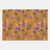 Halloween Muster Hexenhut Katzenspinne Set 3  Geschenkpapier Set (Vorderseite 3)