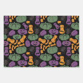 Halloween Muster Hexenhut Katzenspinne Set 3  Geschenkpapier Set (Vorderseite)