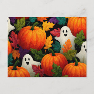 Halloween Muster Hintergrund mit Orange Pumpkins Feiertagspostkarte