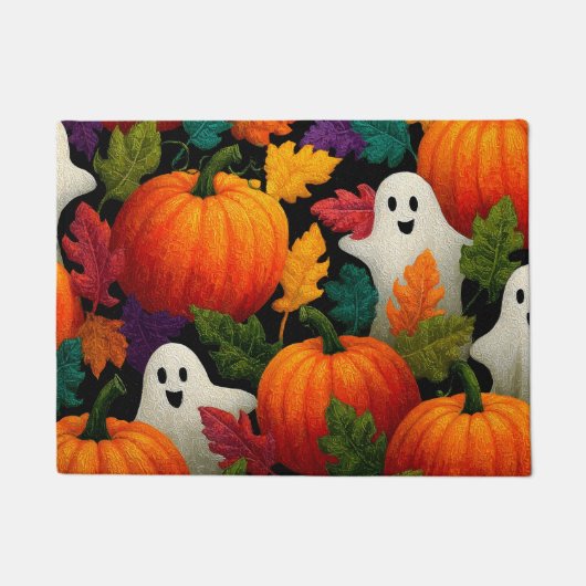 Halloween Muster Hintergrund mit Orange Pumpkins Fußmatte (Vorderseite)