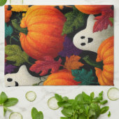 Halloween Muster Hintergrund mit Orange Pumpkins Geschirrtuch (Gefaltet)