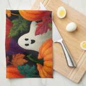 Halloween Muster Hintergrund mit Orange Pumpkins Geschirrtuch (Viertel Falte)