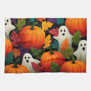 Halloween Muster Hintergrund mit Orange Pumpkins Geschirrtuch
