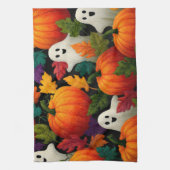 Halloween Muster Hintergrund mit Orange Pumpkins Geschirrtuch (Vertikal)
