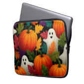 Halloween Muster Hintergrund mit Orange Pumpkins Laptopschutzhülle (Vorderseite Links)
