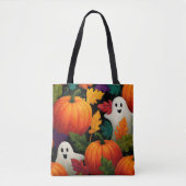 Halloween Muster Hintergrund mit Orange Pumpkins Tasche (Vorderseite)