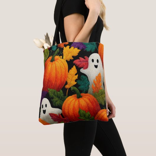 Halloween Muster Hintergrund mit Orange Pumpkins Tasche (Von Nahem)
