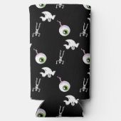 Halloween-Muster in Schwarz Selters Dosenkühler (Rückseite)