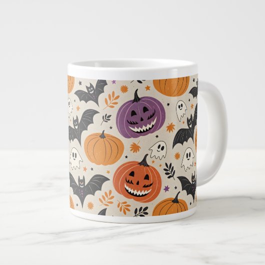 Halloween-Muster Jumbo-Tasse (Vorderseite Rechts)