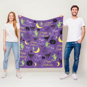 Halloween-Muster Lila Fleecedecke