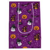 Halloween-Muster lila Mittlere Geschenktüte (Rückseite)