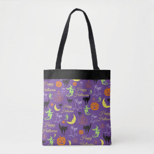 Halloween-Muster Lila Schwarz Süßes oder Saures Tasche