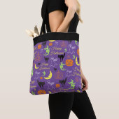 Halloween-Muster Lila Schwarzer Trick oder Behandl Tasche (Von Nahem)